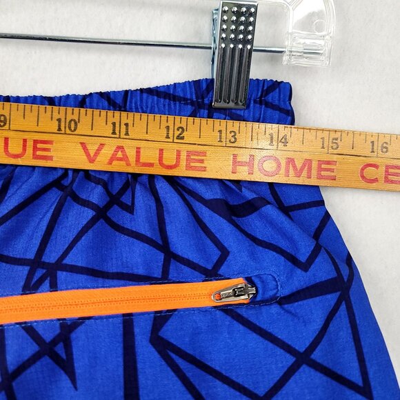 Eddie Bauer Boys XL 18/20 Blue Orange Geometric Drawstring Swim Short Zip Pocket - Picture 6 of 7